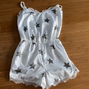 satin romper from hollister